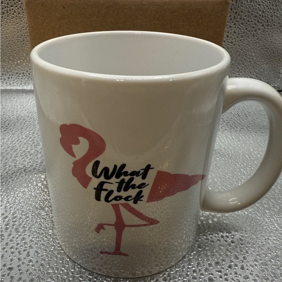 What the Flock 11 Ounce White Ceramic Tea Cup Flamingo Mug, Flamingo Gift, M560 - Picture 1 of 3